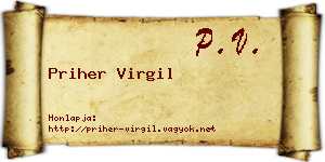 Priher Virgil névjegykártya